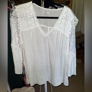 CATO White Lace Detail Women's Top